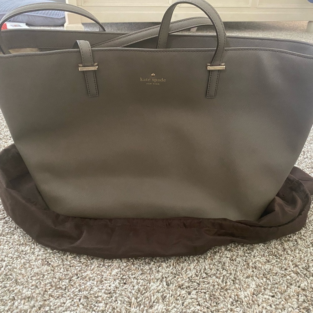 Grey Kate Spade leather tote - well used